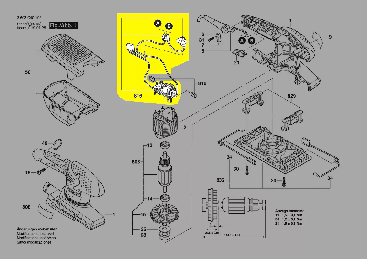 Interrupteur + porte-charbons réf. 2 609 000 871 Bosch